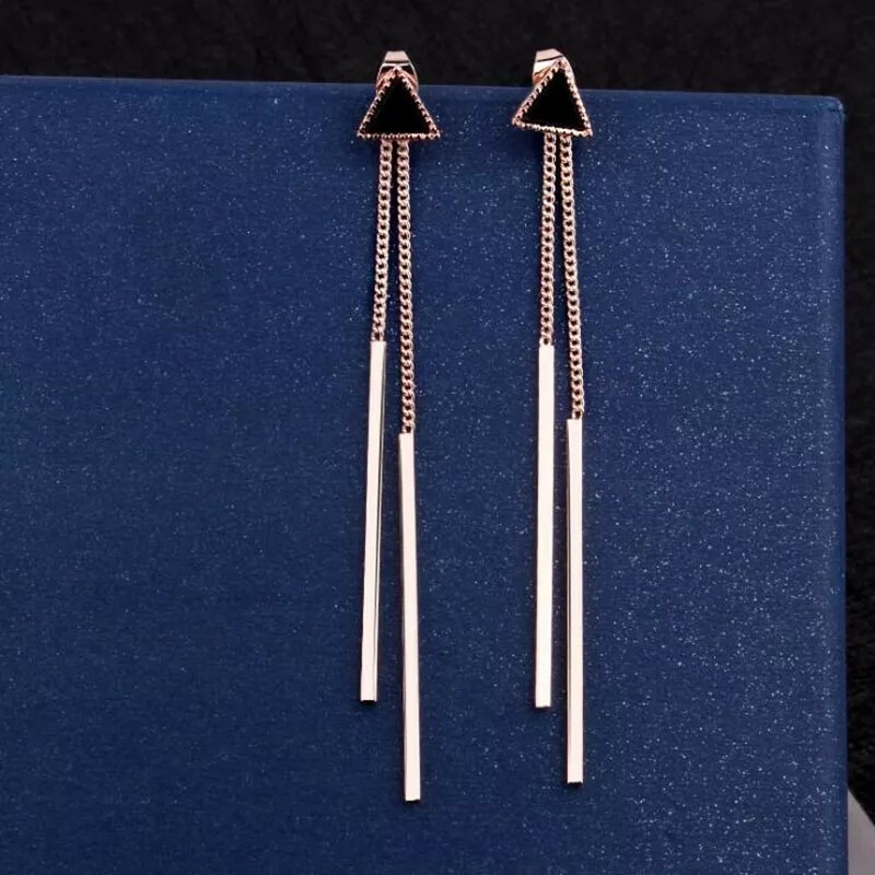 New Fashion Sweet Triangle Earrings Women Trendy Long Geometric Tassel Earring