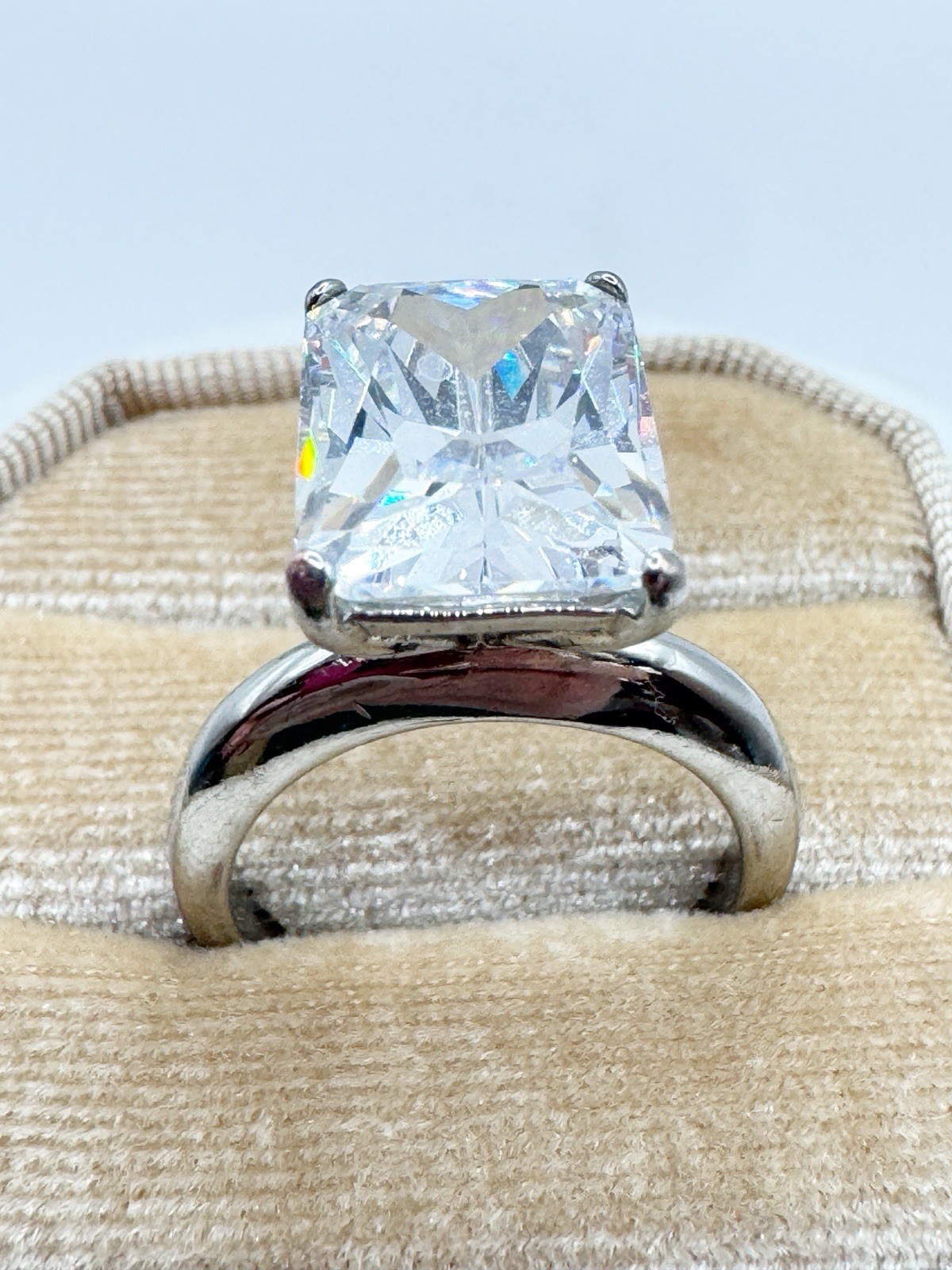 Palm Beach Jewelry Large Marquise Cubic Zirconia CZ Silver Cocktail Ring Size 7