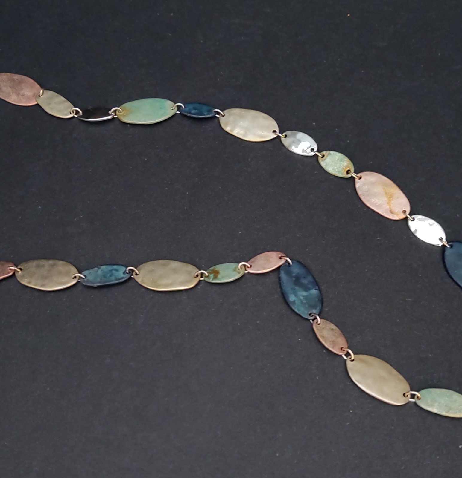 New Robert Lee Morris SoHo Gold -Silver-Copper Tone 34″ Long Necklace NWT