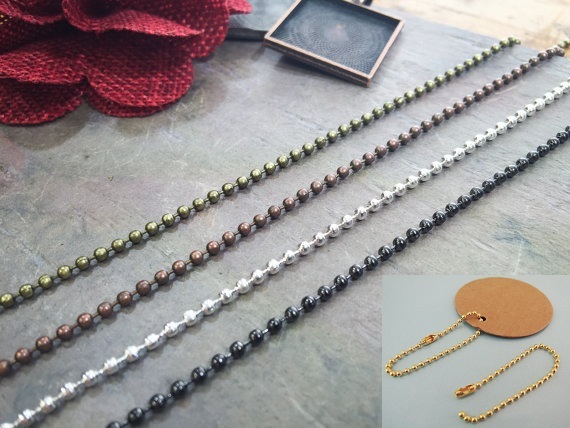 Keychain 2 PCS Ball Chain 4 Colors Approx 2″ chain (4″ unconnected Length)