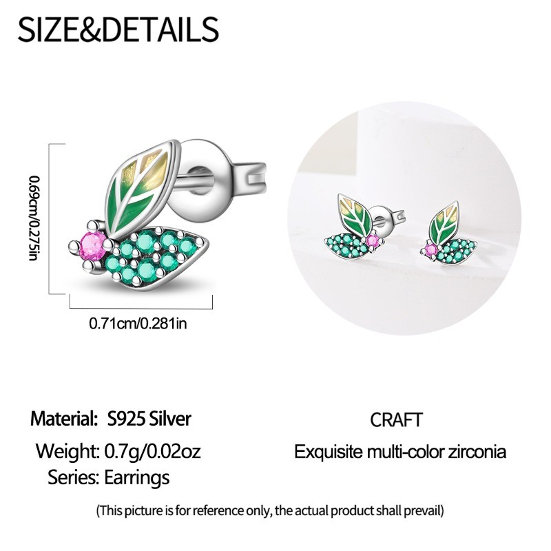 PANDACH 925 Sterling Silver Tiny Leaf Dainty Minimalist Women Stud Earrings Gift
