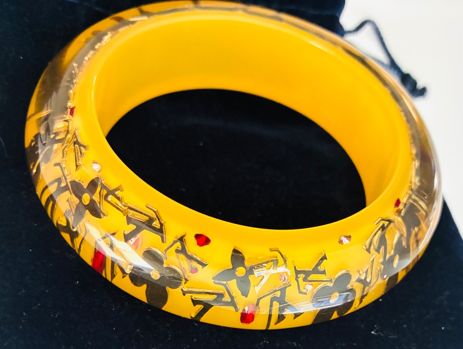 5 DAYS SALE AUTH. Louis Vuitton Plastic Bangle 2.5 Inches Diameter in Dark Green