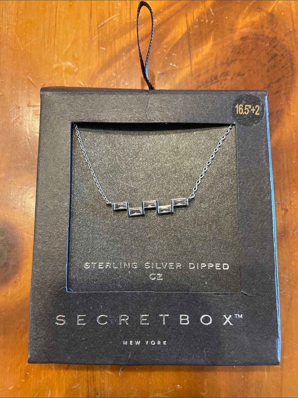Geometric Sterling Silver-Dipped CZ Necklace in Silver by Secret Box