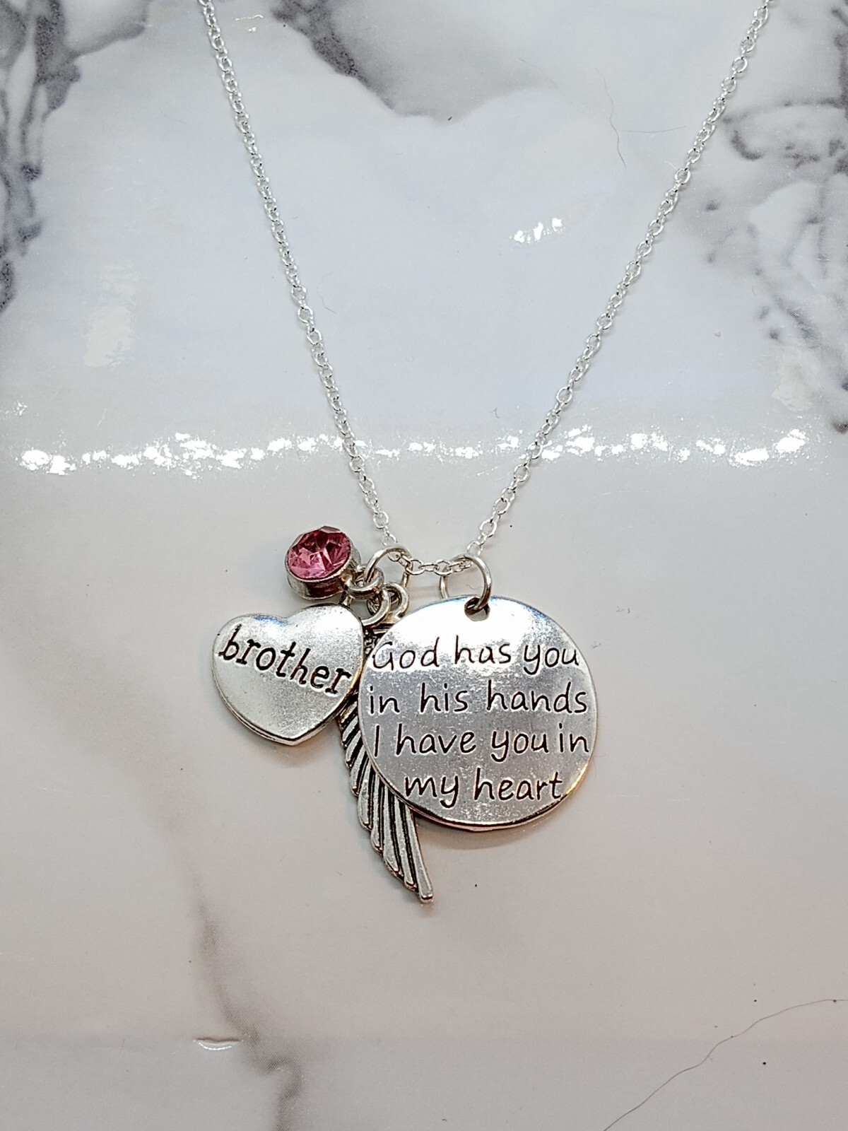 “God has you in His hands…” Memorial Necklace for Brother – Sympathy Gift