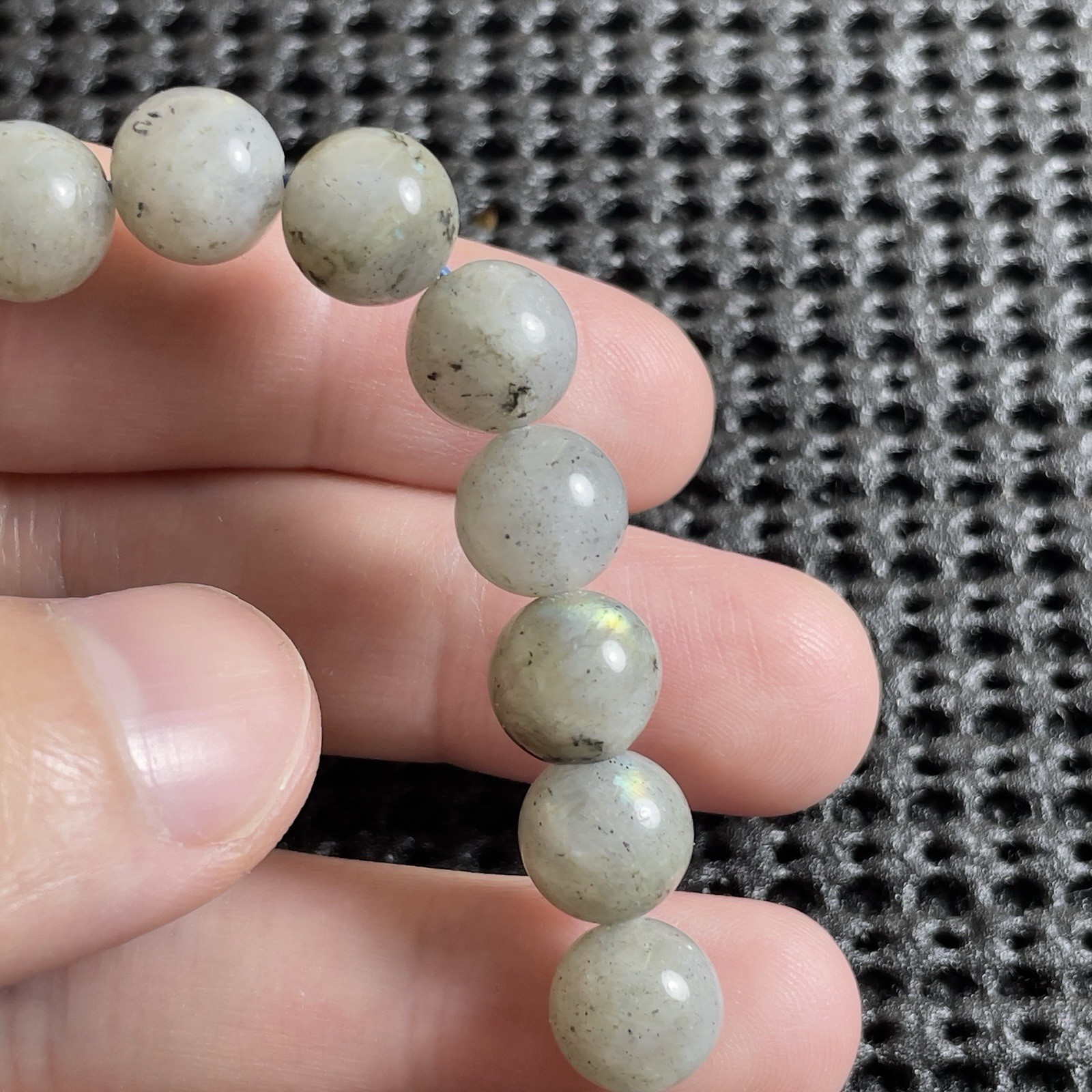 Natural Labradorite 8.8mm Stretch Beaded Bracelet Healing Crystal Boho Jewelry