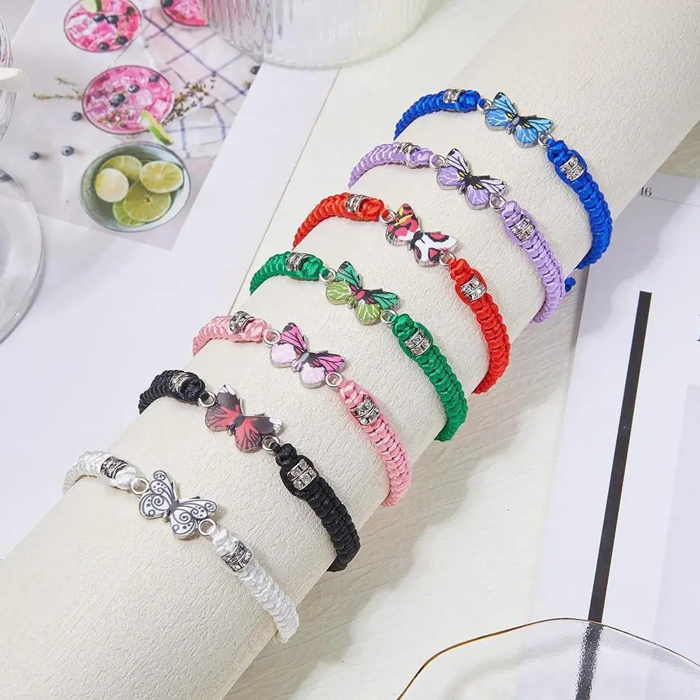 Fashion Handmade Purple Butterfly Flower Bracelet For Women Charm Sweet Animal