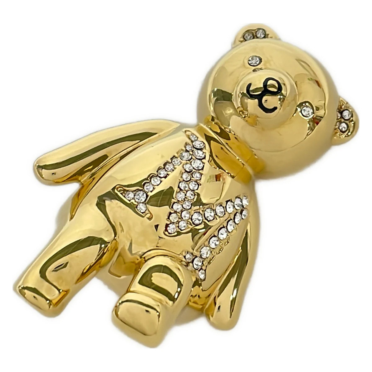 Max Mara – Gold Clear Hardware Rhinestones Brooch