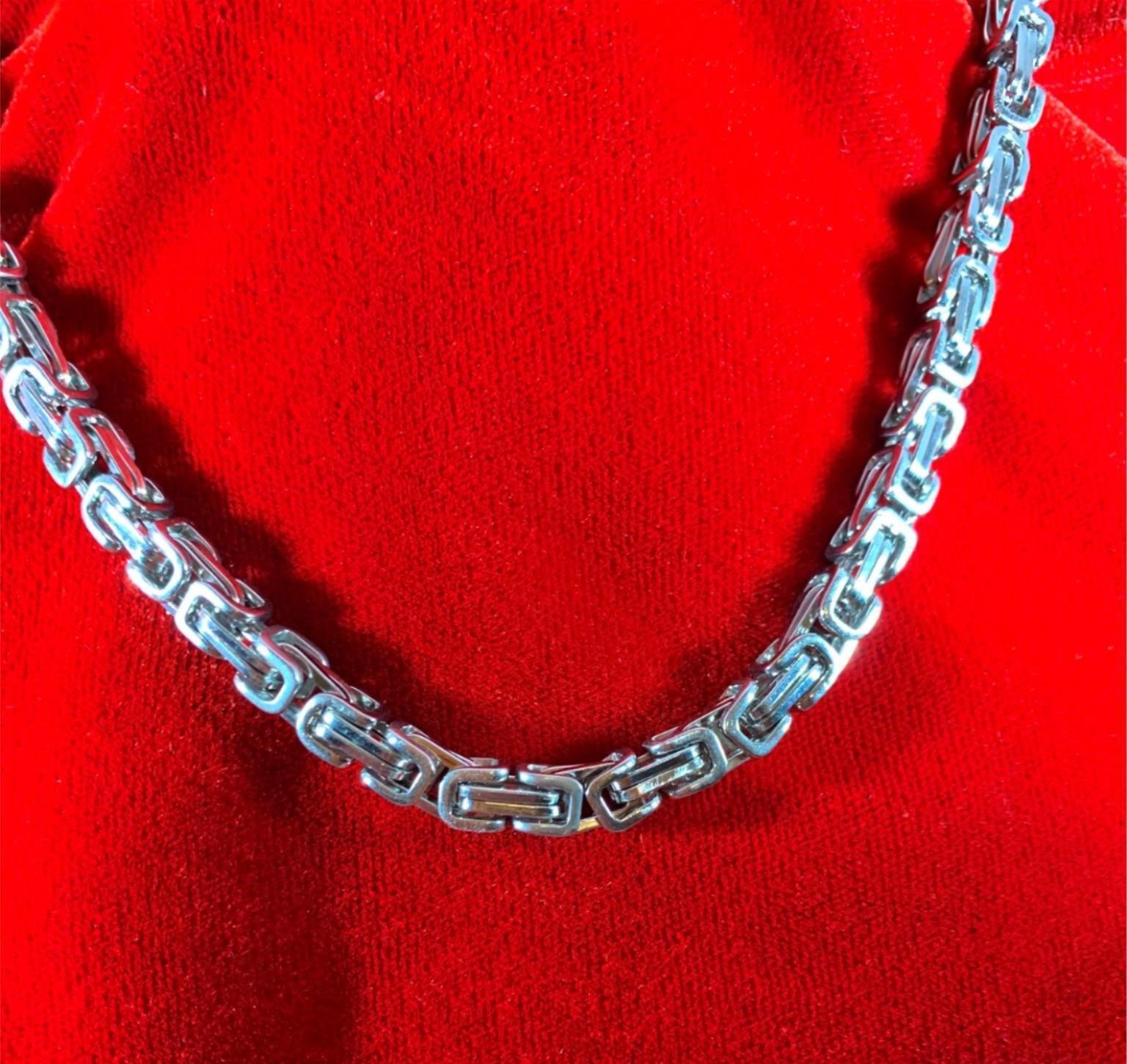 7″-44″ STAINLESS STEEL SILVER 6MM BYZANTINE TURKISH BOX CHAIN W/ SPECIAL CLASP