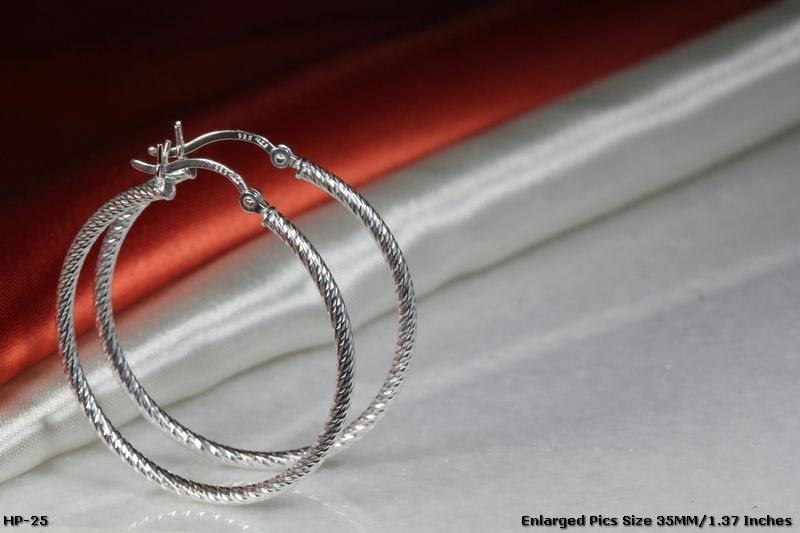 1.37″ BRAND NEW STERLING SILVER 925 35MM ROUND LIGHT WEIGHT HOOP EARRINGS