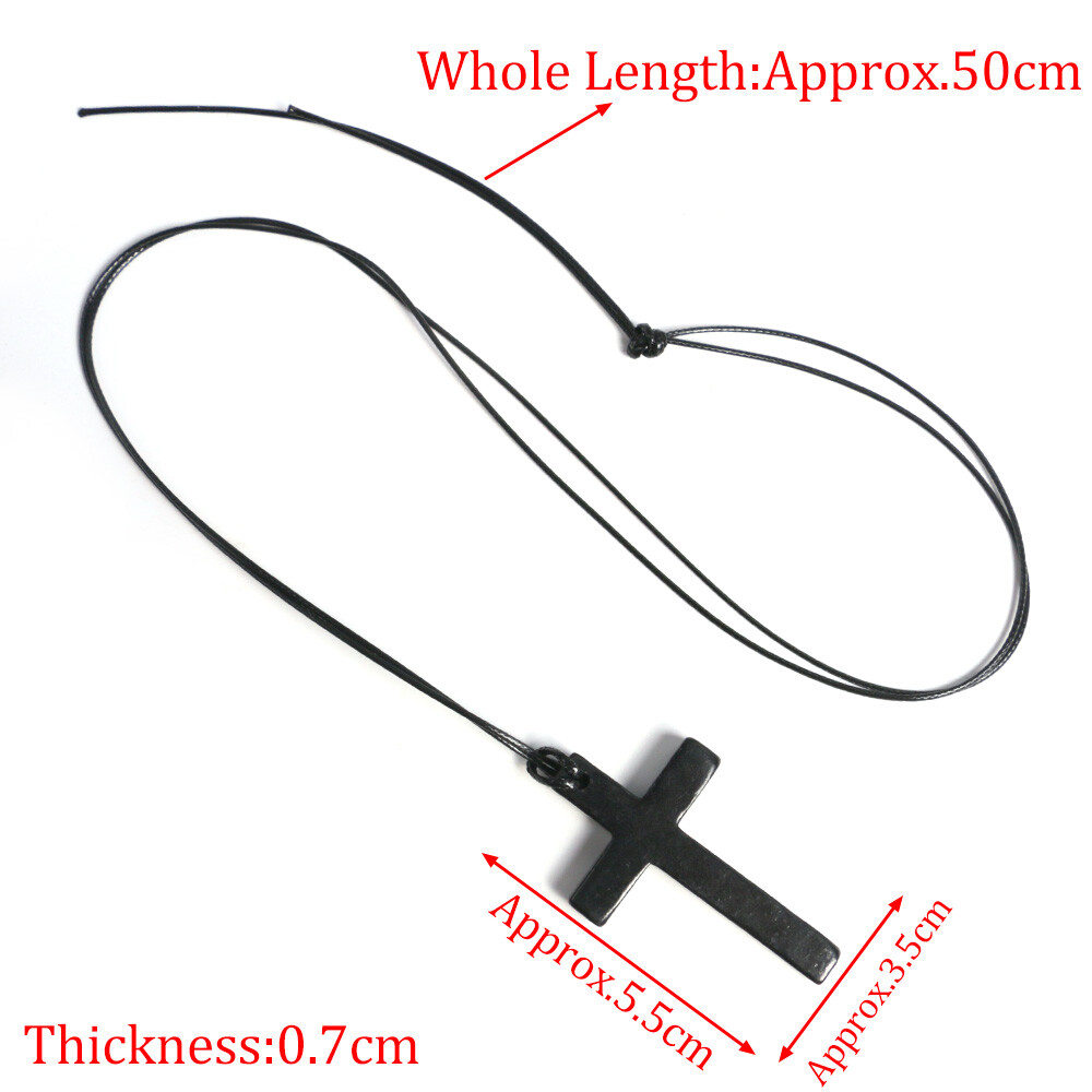1pc Shungite Christian Cross Pendant Engraved Necklace EMF Protection & Healing
