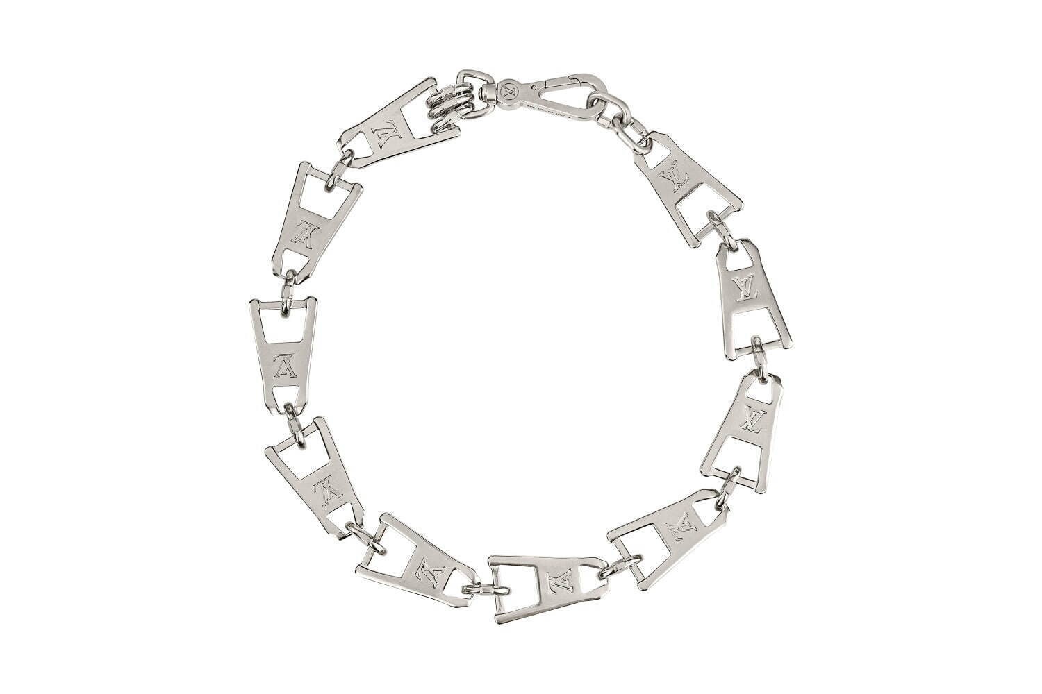 NEW LOUIS VUITTON Chunky Zipper Pull Silver Necklace Unisex S/S 2021 18″ RARE