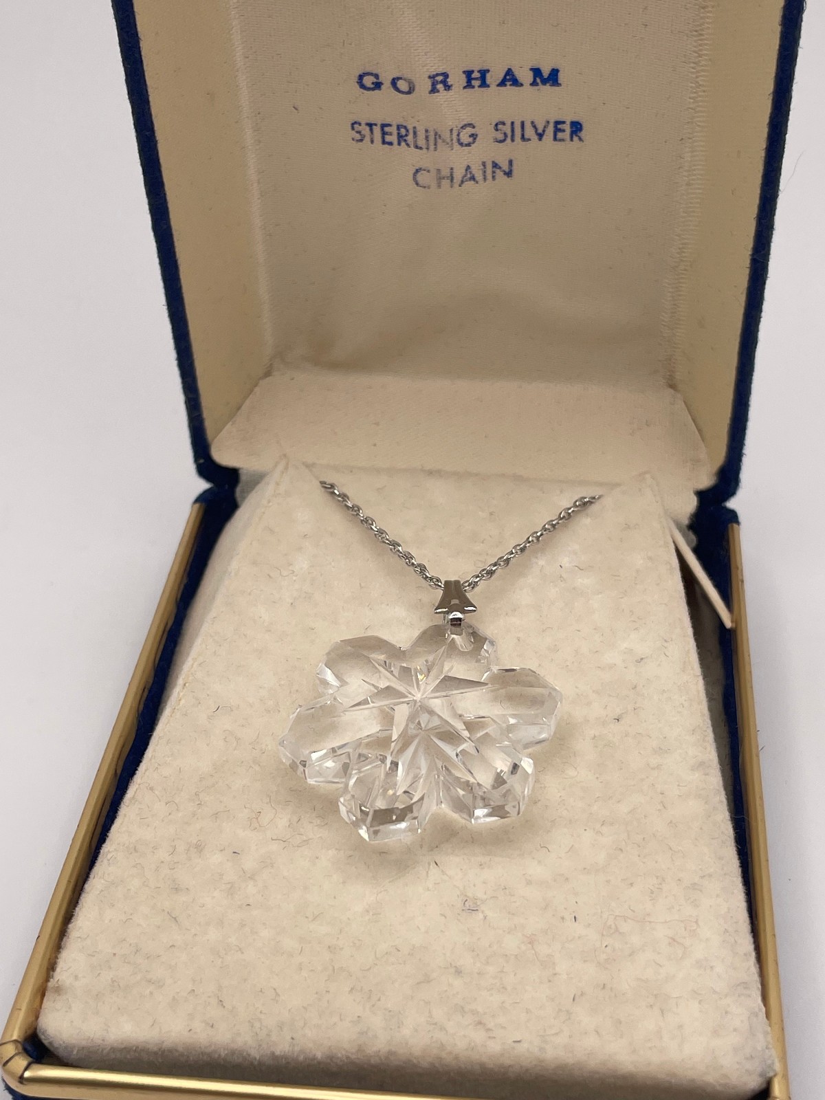 Gorham Snowflake Pendant Sterling Silver 17” Necklace With Box