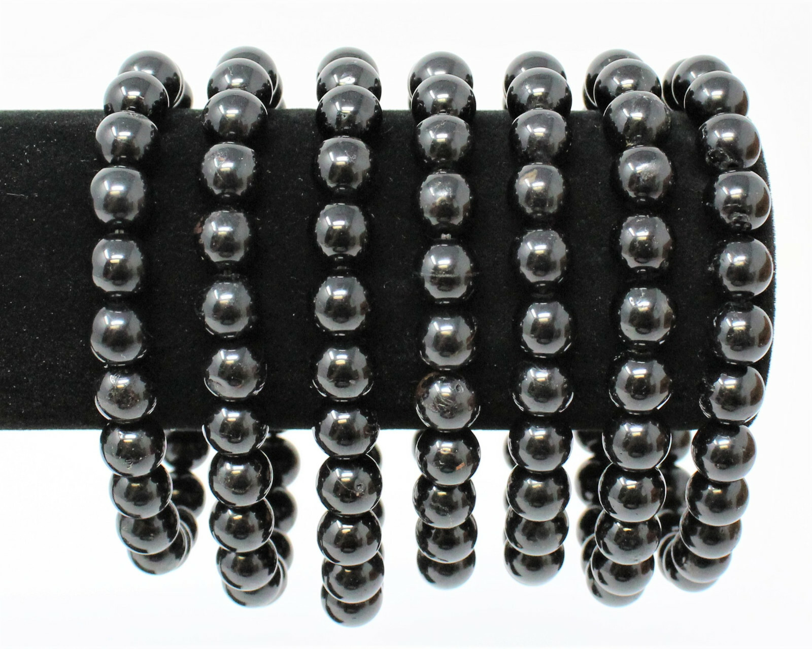 Black Tourmaline Bead Bracelet: 6 mm Round Crystals (Stretch Bracelet, Gift)