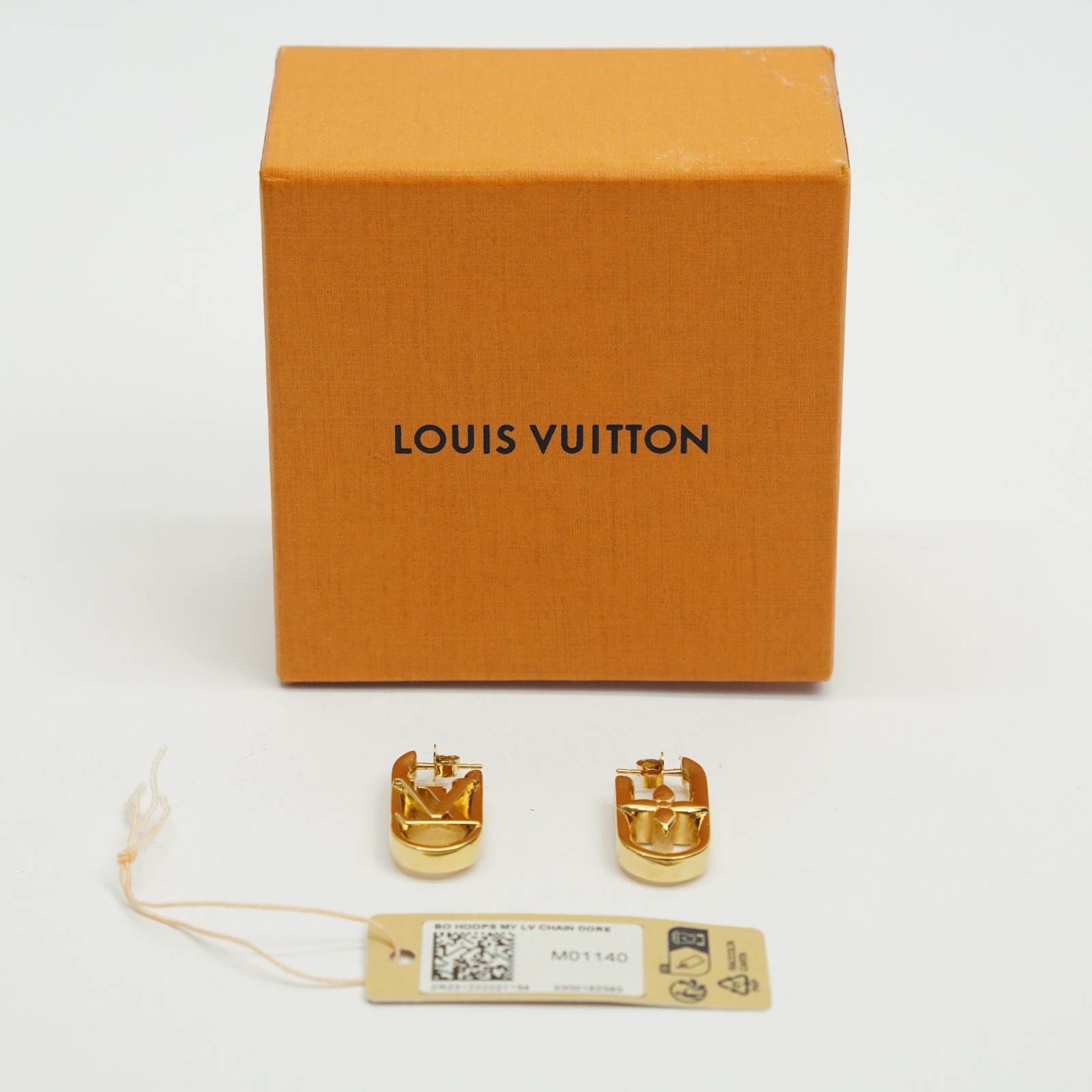 Louis Vuitton M01140 My LV Chain Monogram Flower Brass Link Earrings