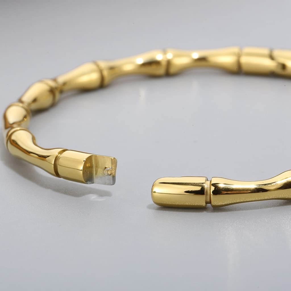 Jewelers Stainless Steel Bamboo Style Classic Plain Open Clasp Bangle Bracelet