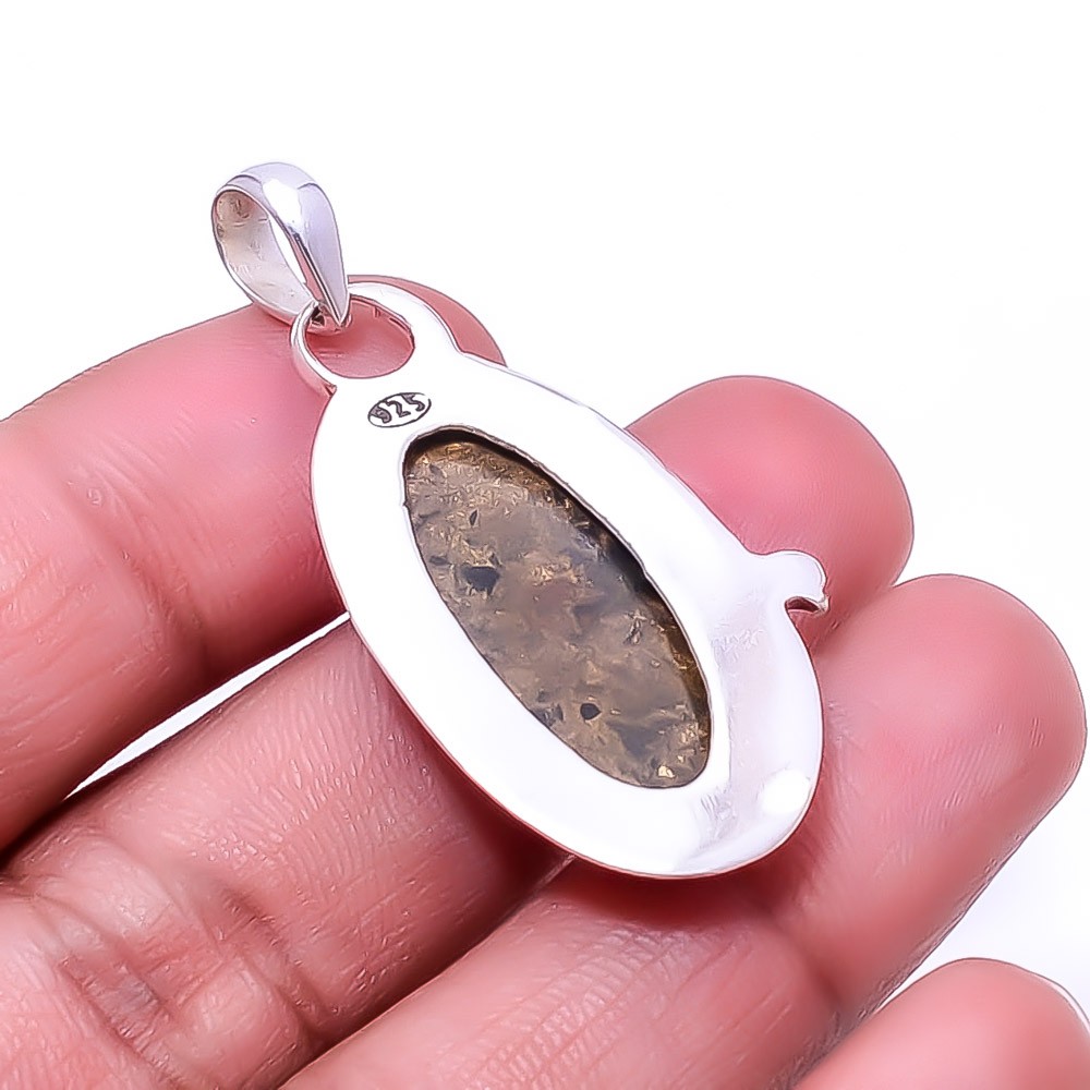 Copper Black Obsidian 925 Sterling Silver Pendant 1.76″, Christmas Gift P39975