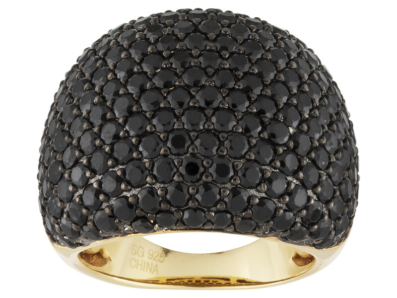 3 1/2 Ct Black Spinel Dome Wedding Band Ring 14k Yellow Gold Plated 925 Silver