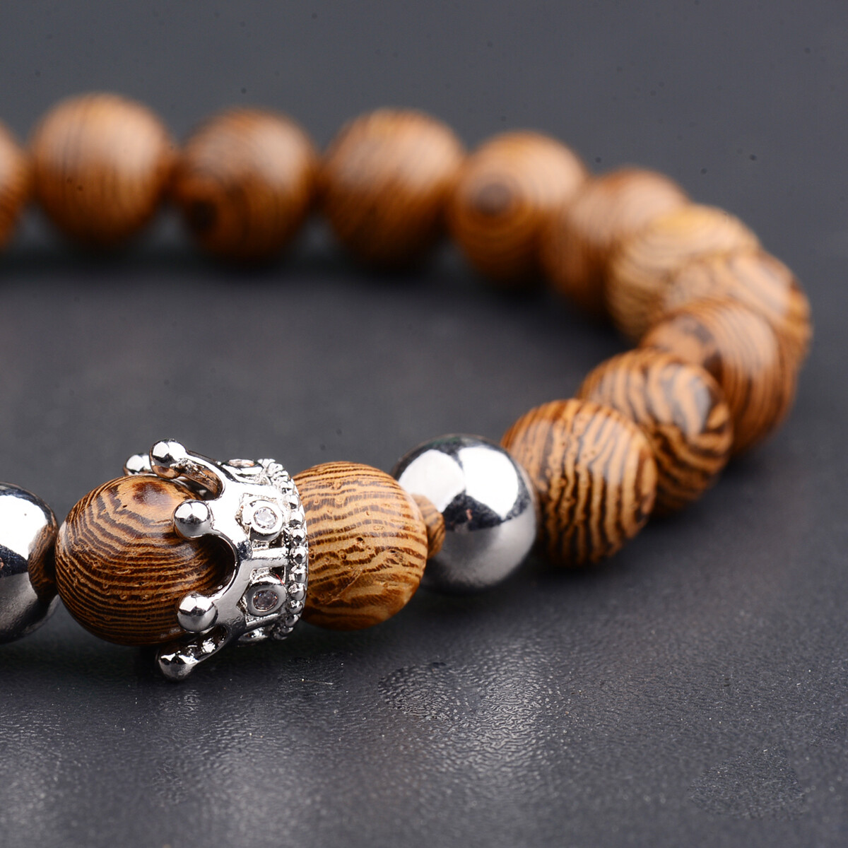 Wood Alloy Crown Beaded Bracelets for Women Healing Reiki Balance Yoga Bracelets