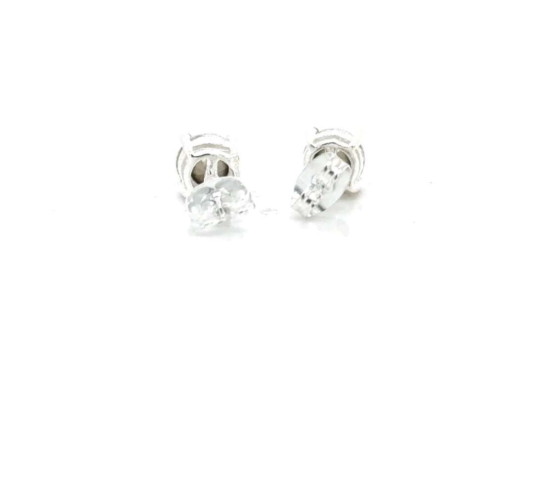 Rainbow Crystal Stud Earrings in Brass Silver-plated 4 Prong Basket