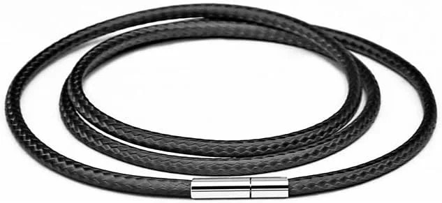 Pingyongchang Leather Necklace Cord 24inch Waterproof Braided Wax black 3mm