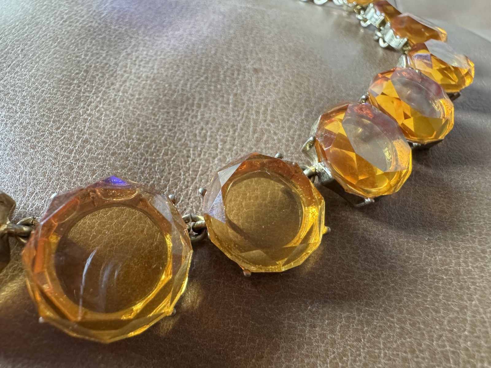 JCrew Amber Orange Crystal Collet Statement Choker Necklace Riviera