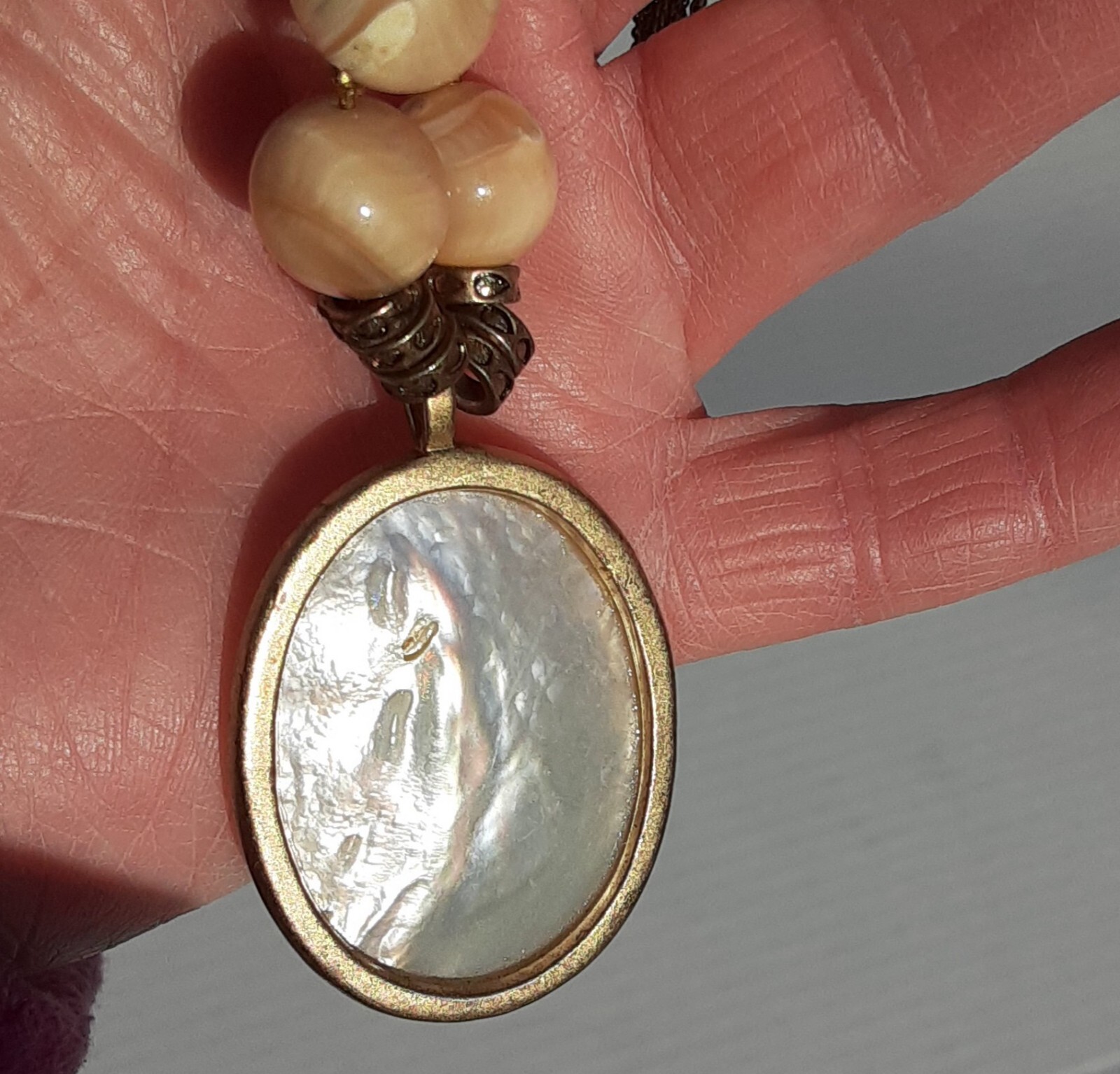 Shell Necklace Boho Jewelry Pendant Filigree Beads Multi Chain Victorian Style