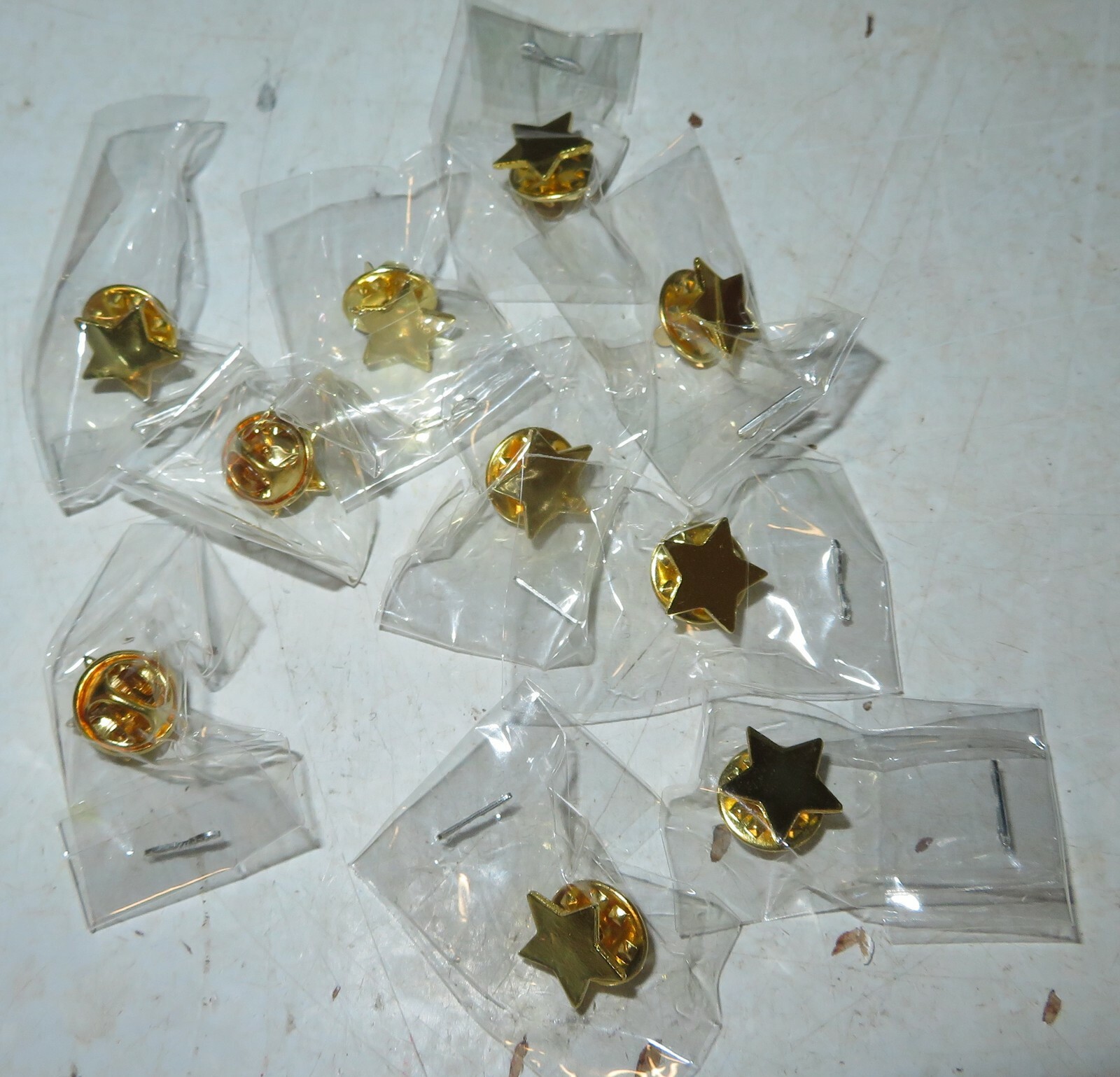 10 Pc Lot Gold Star Color Lapel Pin 1/2″ Wide Butterfly Clutch Pin Back Award