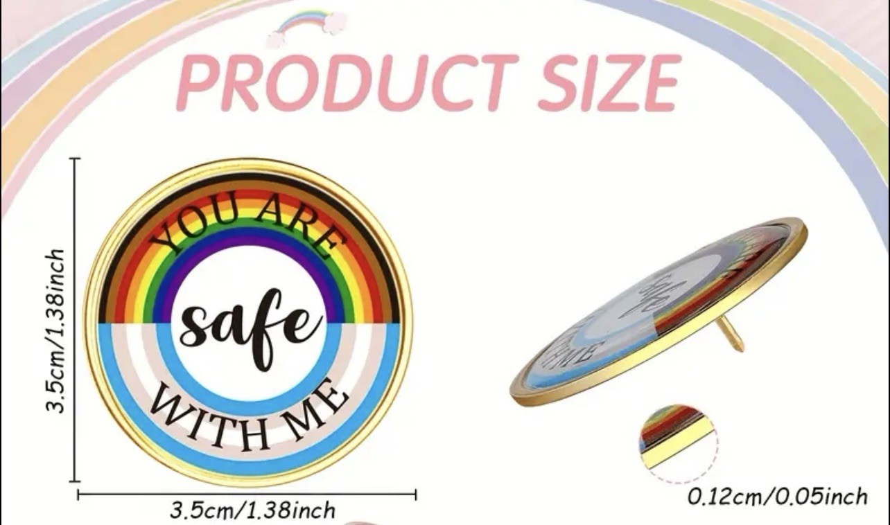 You are safe with me LGBTQ Rainbow Badge pride Brooch Gay Pin Ally LGBT