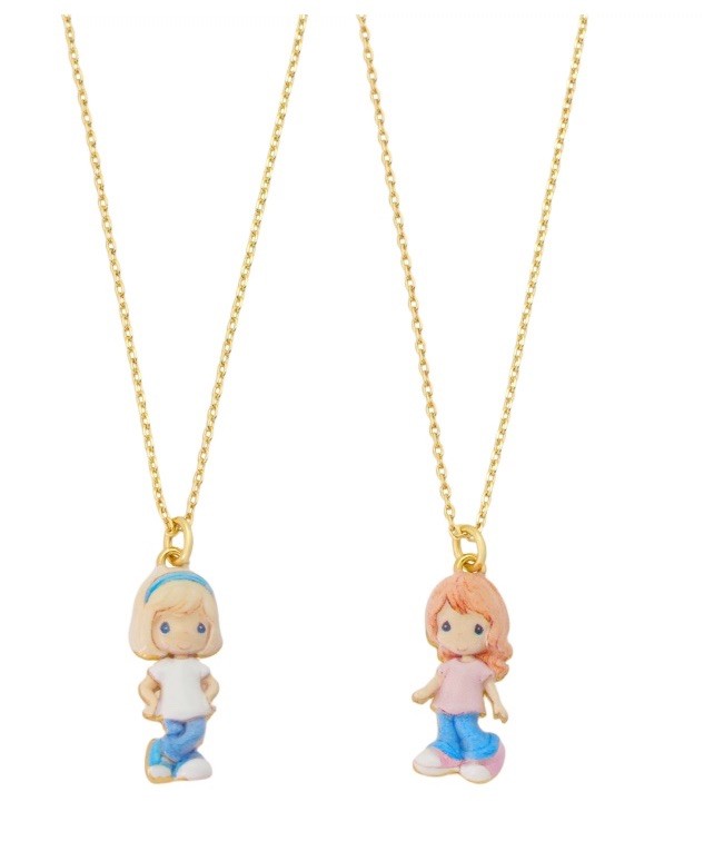 Precious Moments 14k Gold Flash Plated Best Friends Pendant Necklace Set