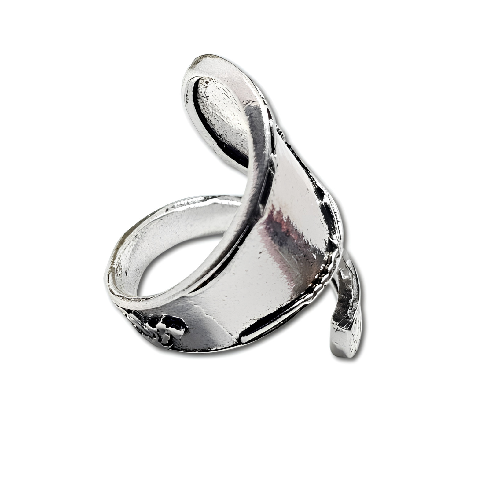 Daisy Flower Ring Spoon Wrap Round Adjustable s925 Silver Ring Metal Jewellery