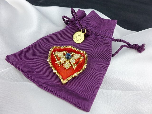 RARE Princess Michaela Von Habsburg MVH Royal Double Eagle Crest Shield Pin NWT