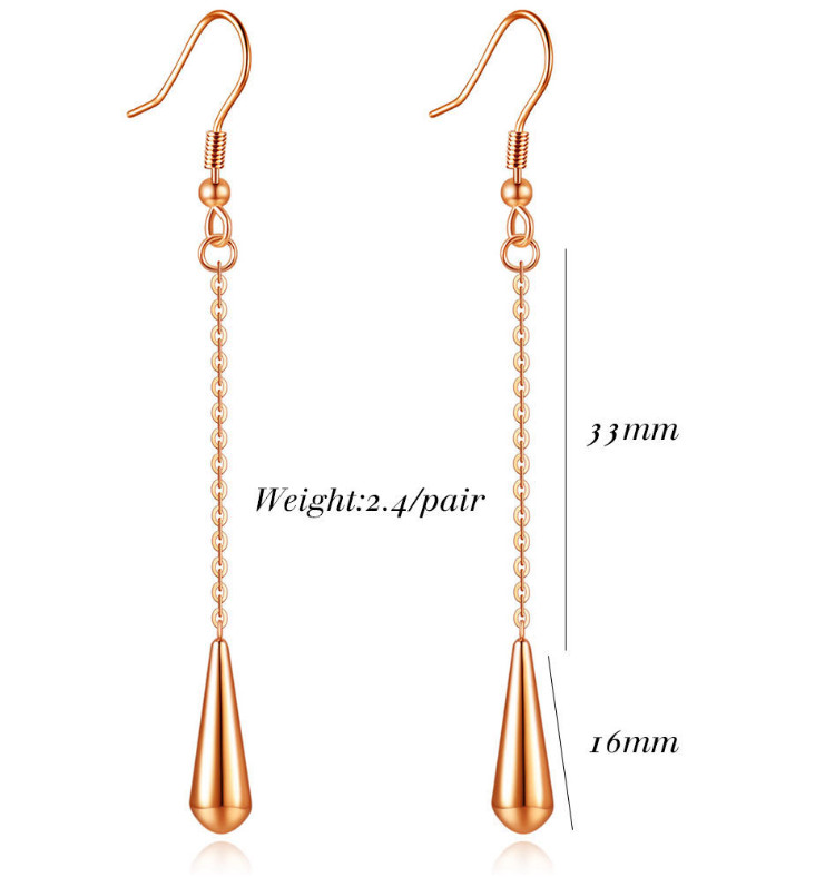 Fashion Titanium Hypoallergenic Steel Tassel Long Chain Teardrop Drop Earrings