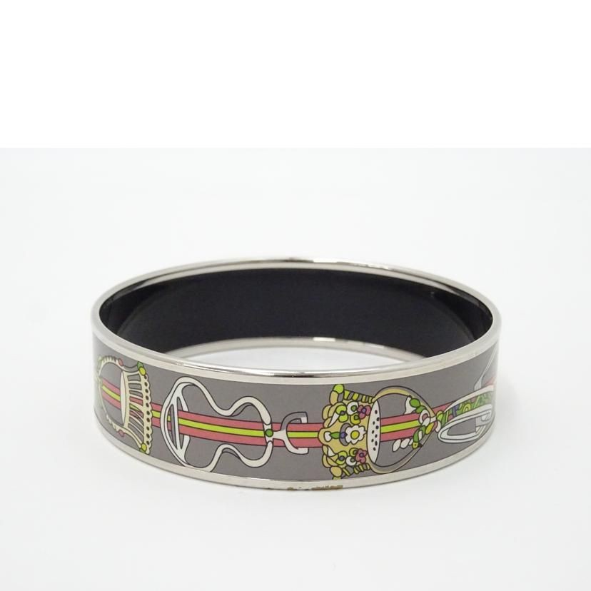 HERMES Emaille GM Bangle Bracelet Gray GP 21cm Width 1.9cm Pre-owned