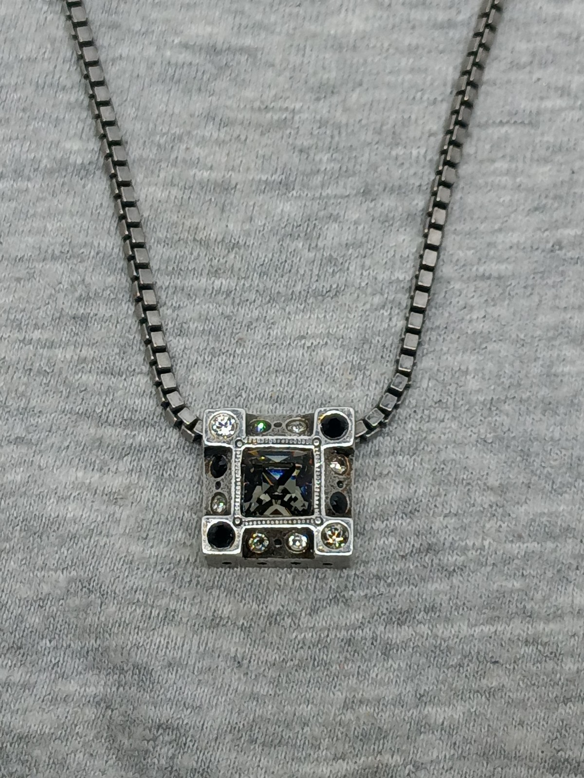 READ DESC Vtg Patricia Lock Silver Plated Swarovski Crystal Necklace Signed