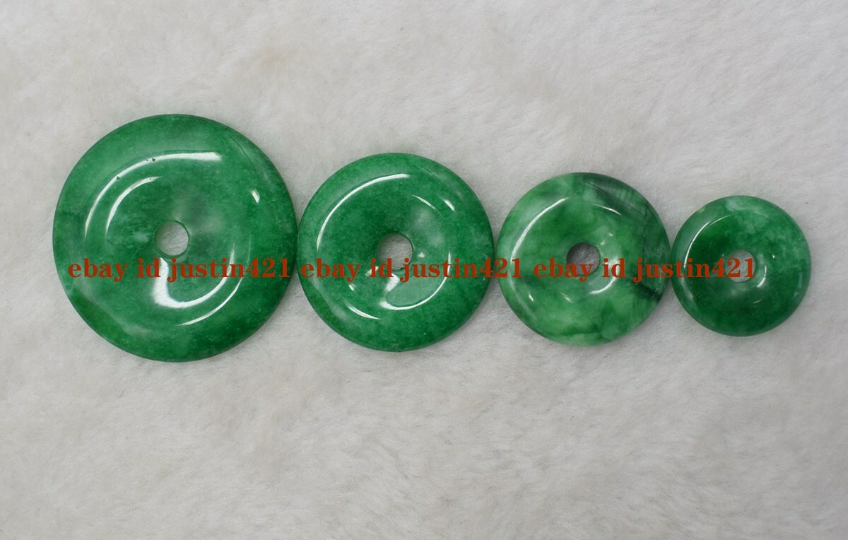 Natural Green Jade Jadeite Circle Donut Pendant Jewelry Anniversary Gift Lucky