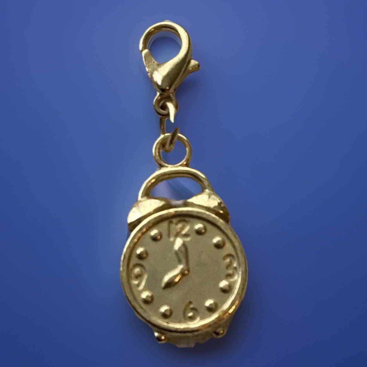 Alarm clock Charm Gold Tone, Bracelet, Necklace, Great W/ Alice In Wonderland
