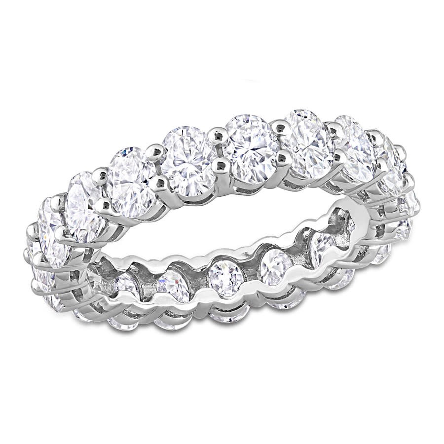 AMOUR Oval Cut Created Moissanite Eternity Ring In 14K White Gold
