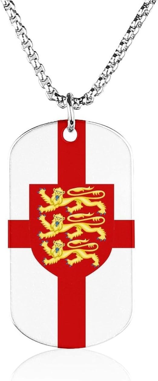 England Flag Dog Tag Pendant Necklace for Men Women Custom Memorial Jewelry Gift