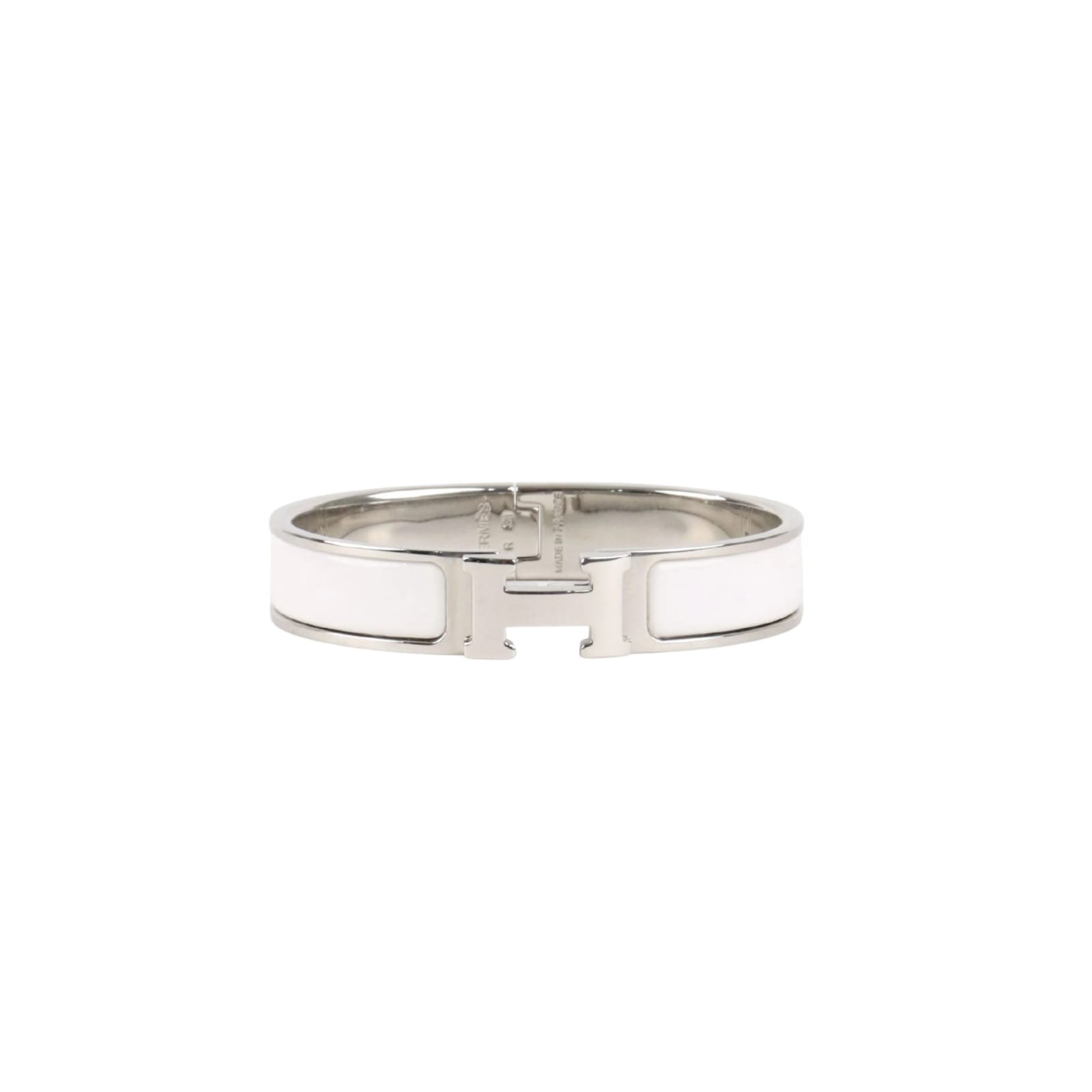 Hermès Hermès Clic H Bracelet PM Blanc Palladium-Plated | Authentic
