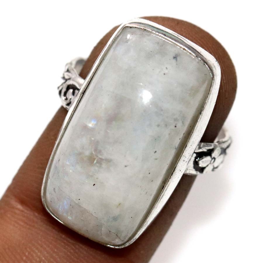 Rainbow Moonstone 925 Silver Plated Ring US 10 Affordable Gifts Trendy GW