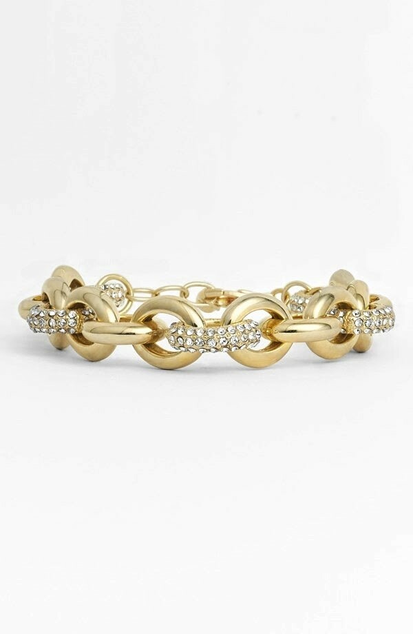 Nordstrom 131901 Encrusted Link Bracelet – Gold