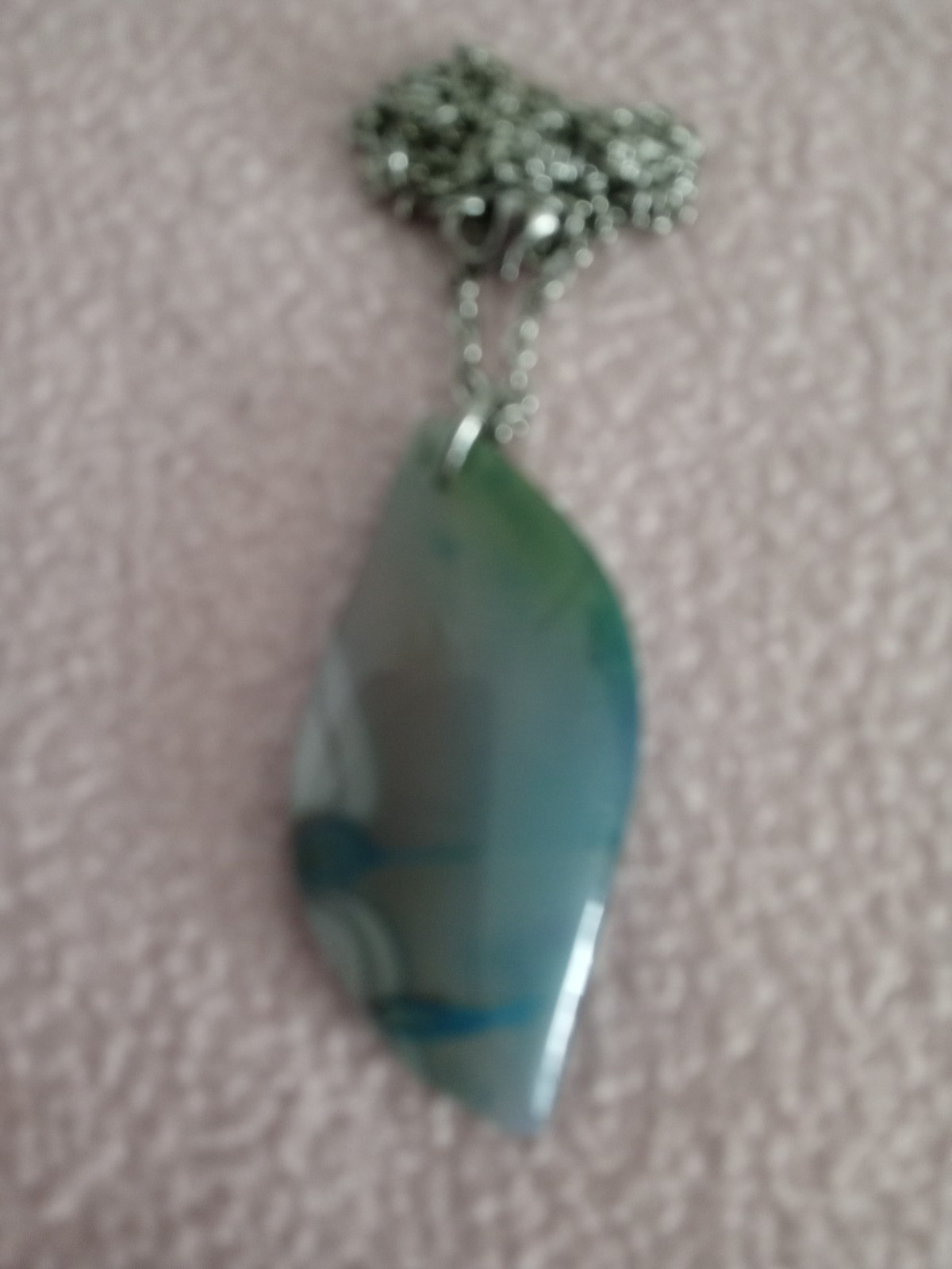 Beautiful Color enhanced Translucent Stone Pendant with 18 inch chain