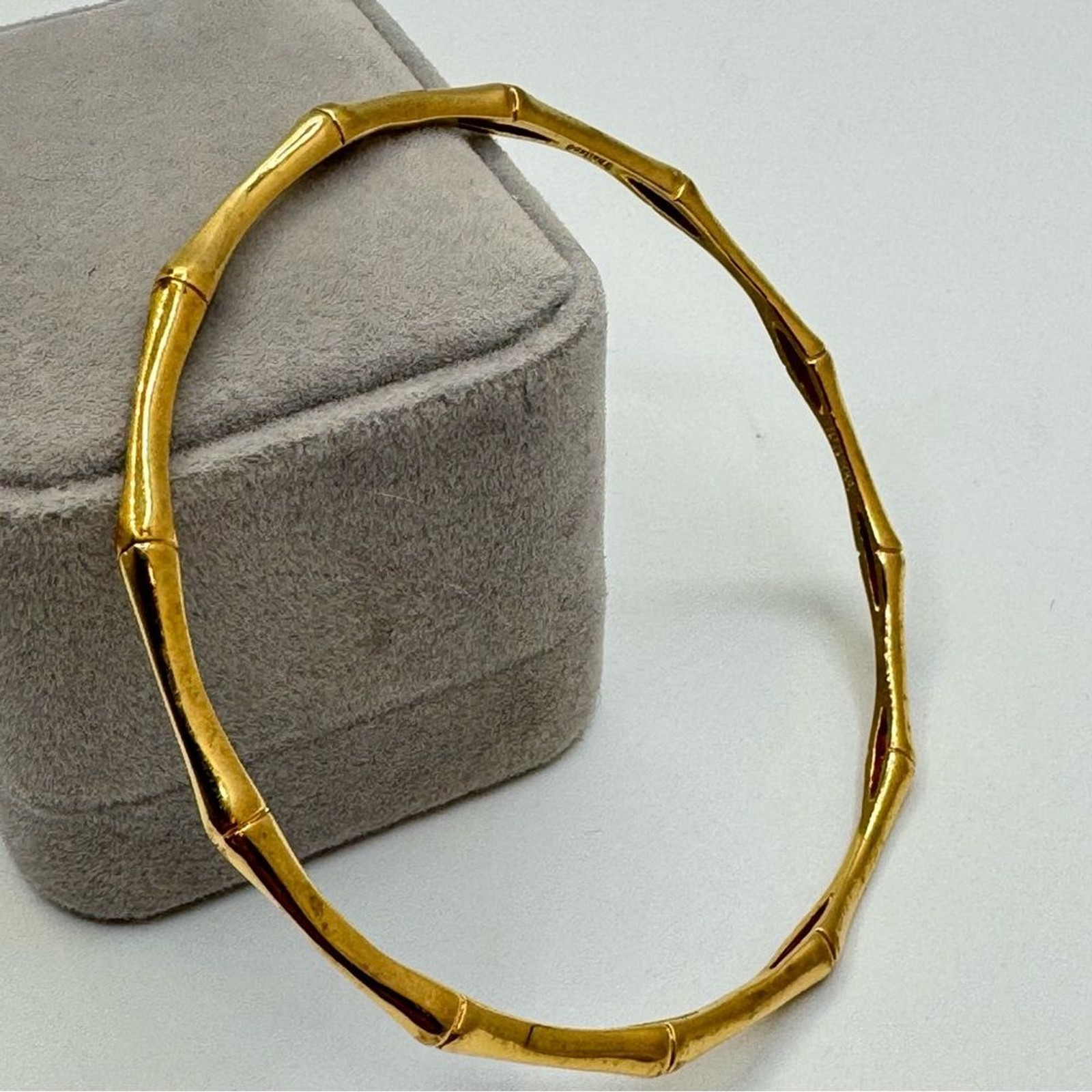 Thailand Gold-Tone Bamboo Link Bracelet Signed BRZ OTC