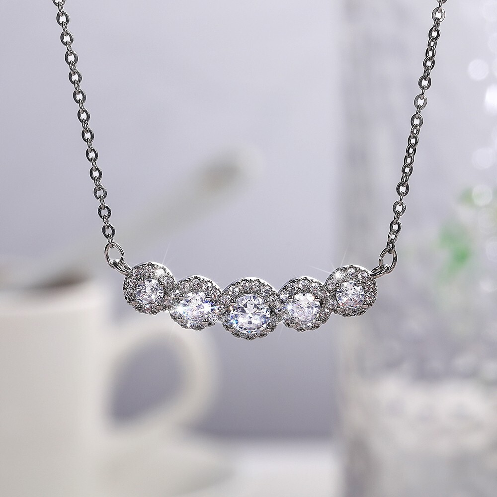 Beautiful Necklace 1.30Ct Round Cut Simulated Diamond In 14K White Gold Plated