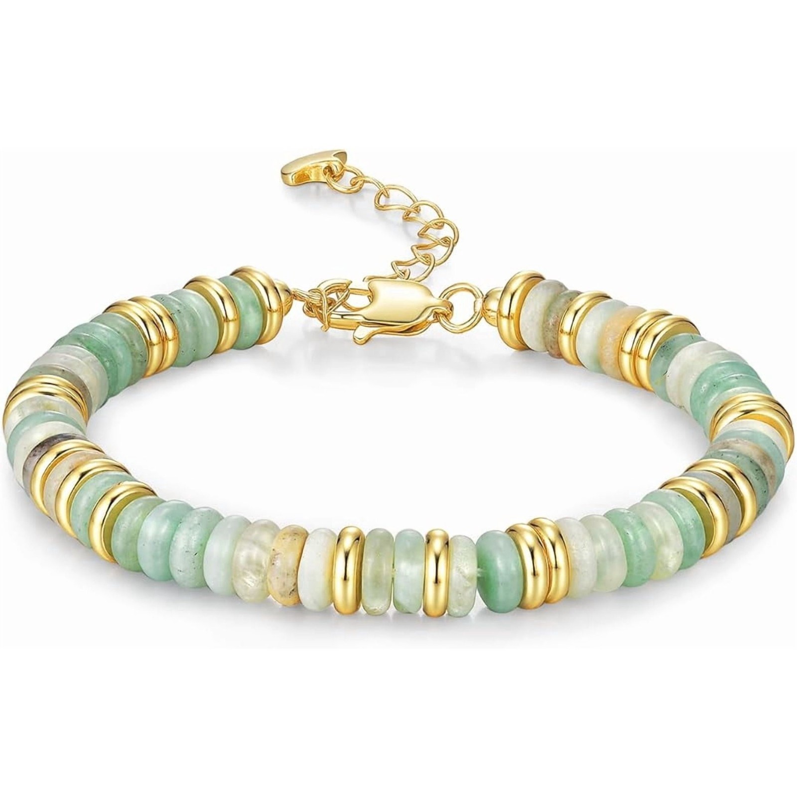Gold Tone Multicolor Disc Beaded Bracelet Women Simulated Stone Jewelry Gift Set