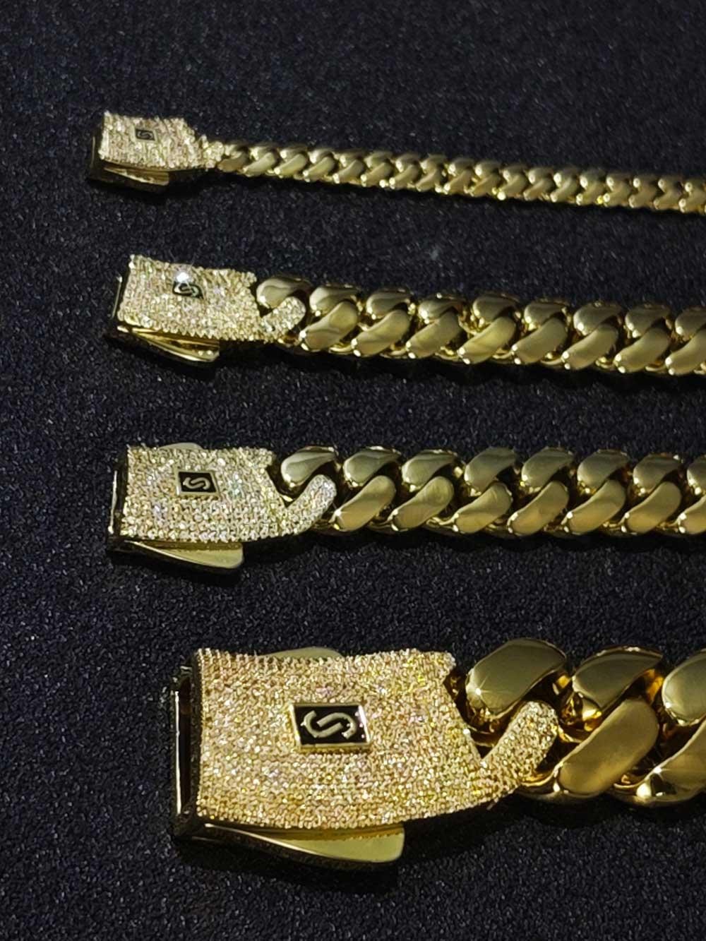 6/8/10/12/15/20mm Cuban Chain Necklace Hip Hop 14k Gold Plating Bracelet Jewelry