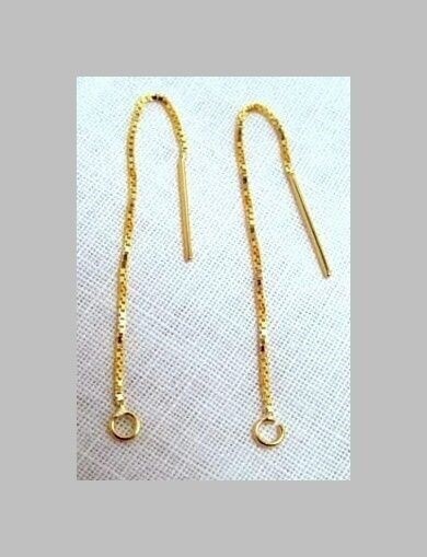 1 Pair VERMEIL (14k Gold Pltd Sterling Silver) EAR THREAD 3″ Open Jump Ring End