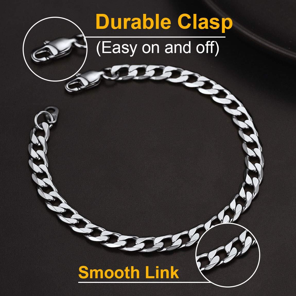 Men’s Thick Silver Stainless Steel Curb Cuban Link Solid Chain Bracelet 10mm USA