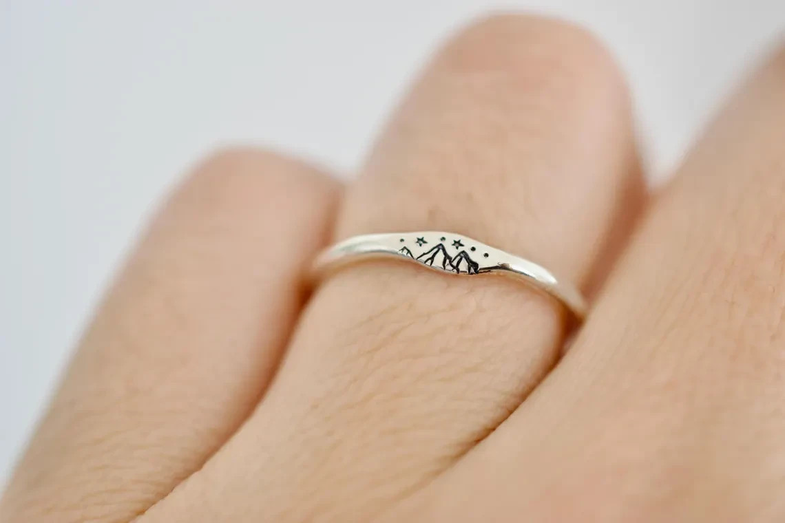 Mountain Ring – Sterling Stacking Ring – Signet Ring