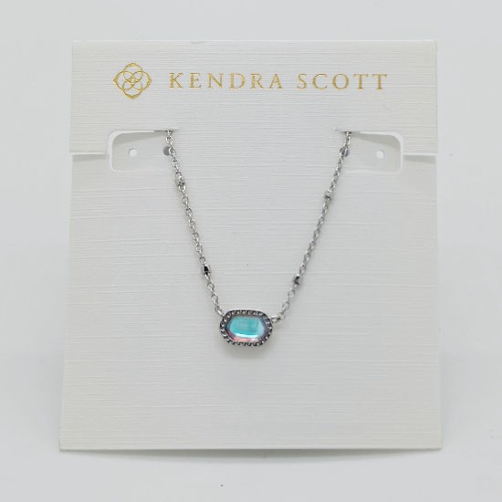 New Kendra Scott Mini Elisa Silver Satellite Pendant Necklace in Dichroic Glass